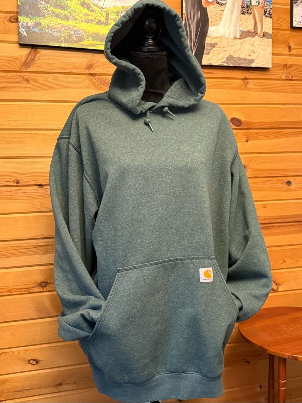 Carhartt Men's Rain Defender Loose Fit Hooded Pullover Sweatshirt - Slate Green